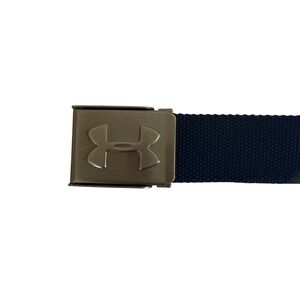 Under Armour Blue Canvas Belt Silver Logo Buckle Adjustable Sportswear Accessory